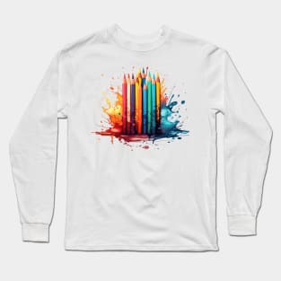 Pencil Watercolor Long Sleeve T-Shirt